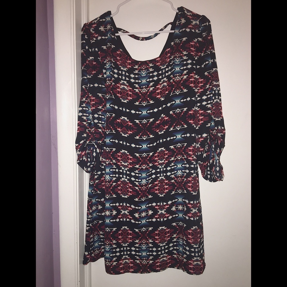 Aztec Patterned Long Sleeve Dress